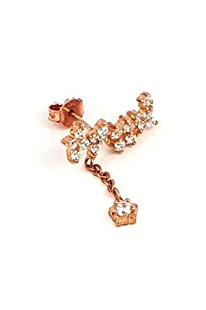 Zirkon taşlı gümüş rose tek küpe