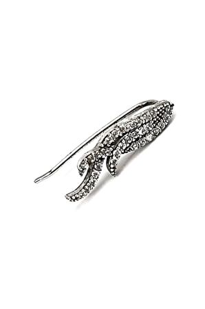 Pırlanta ışıltısında zirkon taşlı gümüş tek earcuff küpe 