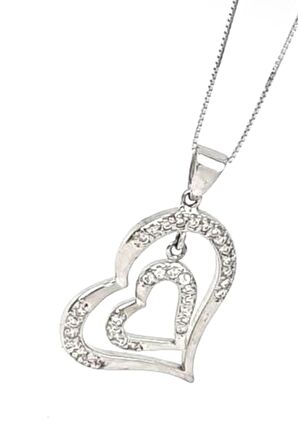 zirkon taşlı gümüş kalp kolye