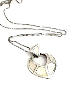 Sedef taşlı gümüş kolye 