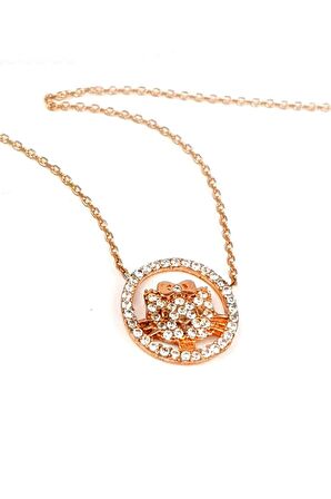 Kedi figürlü minimal gümüş rose kolye