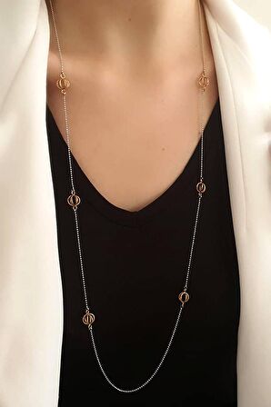 İtalyan tasarımı gümüş trend uzun zincir kolye