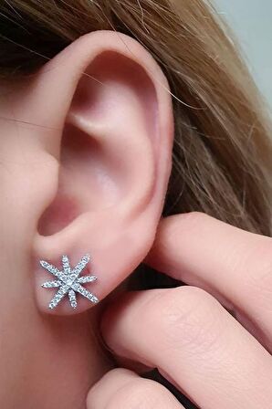 pırlanta ışıltısında zirkon taşlı gümüş lüks küpe 