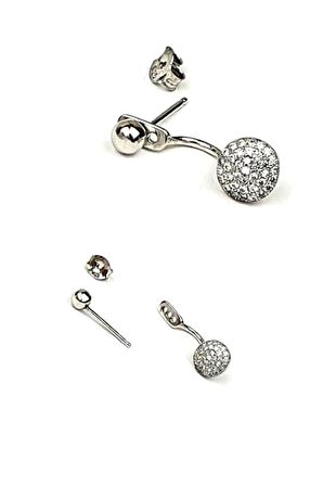 Zirkon taşlı gümüş earcuff cift küpe