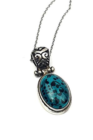 Çini işçiliği gümüş el işi kolye