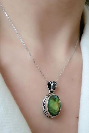 Okyanus sedefi gümüş tasarım kolye