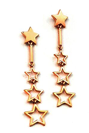 Yıldız figürlü gümüş rose küpe 