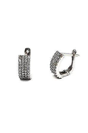 Pırlanta ışıltısında zirkon taşlı gümüş 4 sıra küpe cap 0.5 cm