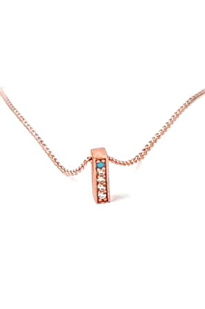 İ harfi gümüş rose minimal kolye