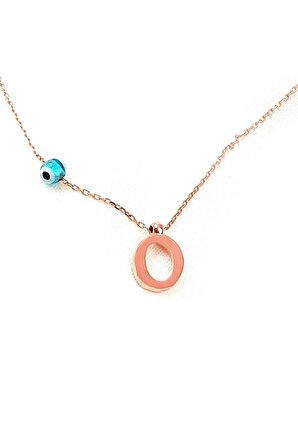 O harfi gümüş rose kolye