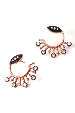 Elmas işçiliğinde zirkon taşlı gümüş rose trend küpe