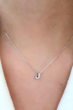 J harfi gümüş minimal kolye