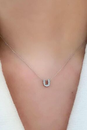 U harfi gümüş minimal kolye