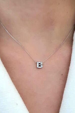 B harfi gümüş minimal kolye
