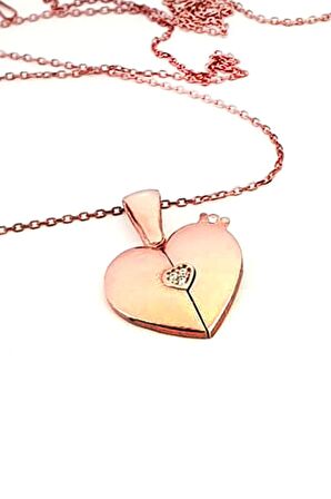 açılan kapanan kapaklı kalp gümüş rose kolye