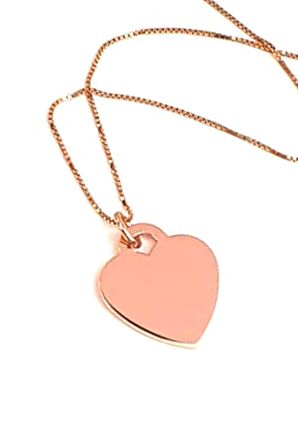 Kalp figürlü gümüş rose plaka kolye