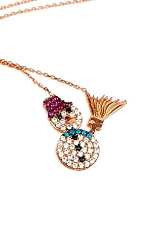 Kardan adam gümüş rose kolye