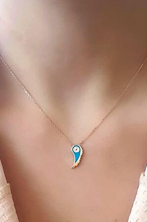 mine işçiliği kanat figürlü gümüş rose kolye