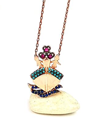 Aşk gemisi gümüş rose kolye 