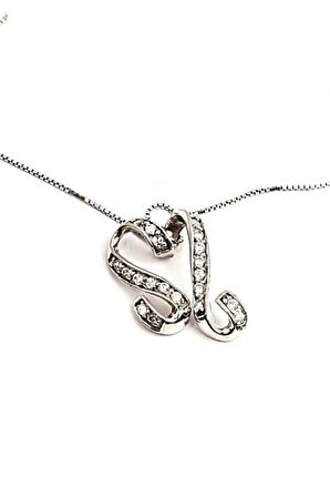 Zirkon taş detaylı gümüş kalp kolye