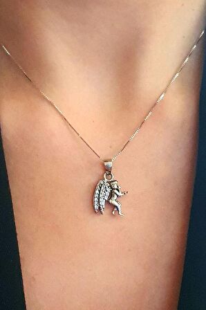 Melek figürlü gümüş kolye 