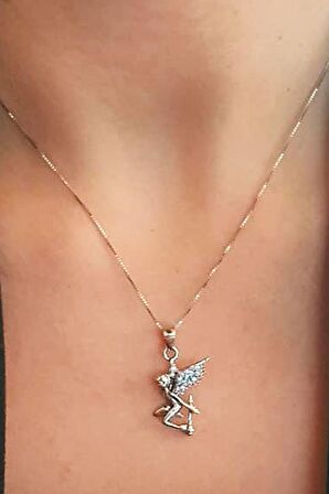 Tasarım melek figürlü gümüş kolye