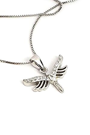 Minimal zirkon taşlı gümüş modern yusufçuk kolye