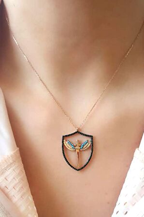 melek kanadı figurlu gümüş rose trend kolye