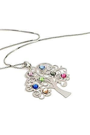 Swarovski taşlı hayat ağacı gümüş kolye 