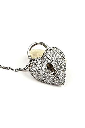 Çift taraflı tasarım bombeli kalp kolye 