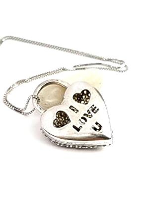 Çift taraflı tasarım bombeli kalp kolye 