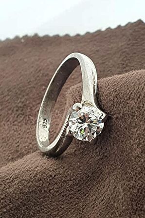 zirkon taşlı gümüş burgu tek taş yüzük 