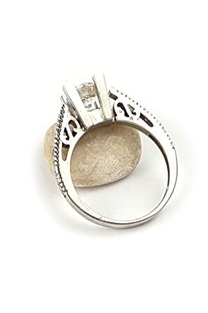 Swarovski taşlı gümüş tek taş yüzük