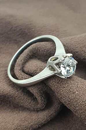swarovski taşlı gümüş tek taş yüzük