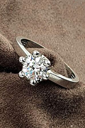 Kral tacı iscilikli swarovski taşlı gümüş tek taş yüzük 