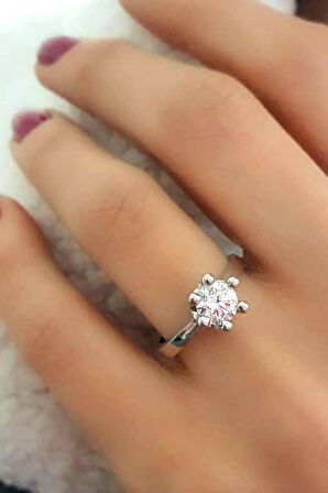 Kral tacı iscilikli swarovski taşlı gümüş tek taş yüzük 