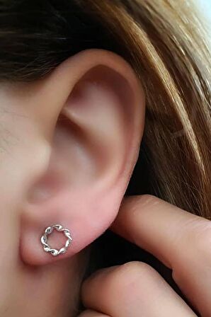 Minimal burgu gümüş küpe