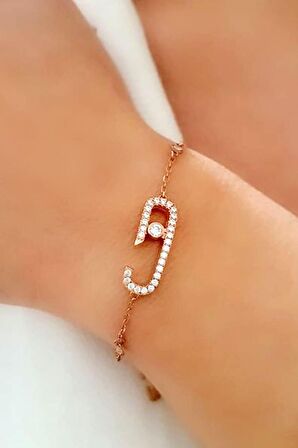 Taşı hareketli italyan tasarımı gümüş rose bileklik