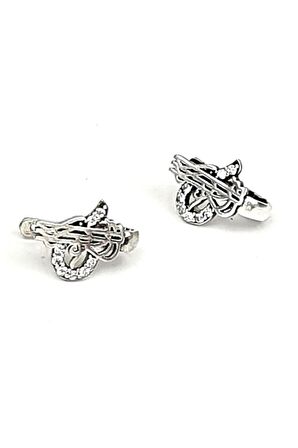 Tuğra figürlü gümüş minimal küpe