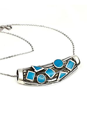 Turkuaz taşlı gümüş tasarım kolye