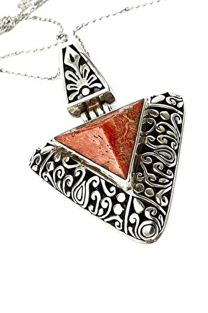 Tasarım el işi mercan gümüş kolye 