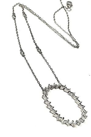 Baget taşlı zinciri zirkon taş detaylı gümüş kolye