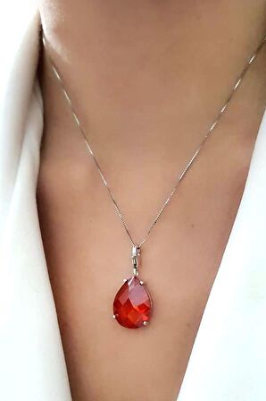 Nar çiçeği zirkon taşlı gümüş kolye