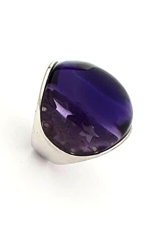 İtalyan tasarımı ici yıldız detaylı gümüş Ametist yüzük