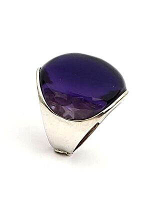 İtalyan tasarımı ici yıldız detaylı gümüş Ametist yüzük