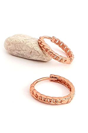 Gümüş üzerine rose altın kaplama şarnel halka küpe 1.5 cm çap