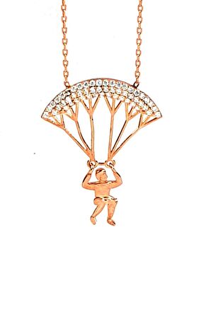 925 ayar gümüş rose paraşütçü gümüş kolye