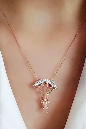 925 ayar gümüş rose paraşütçü gümüş kolye