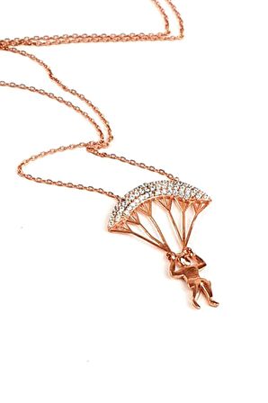 925 ayar gümüş rose paraşütçü gümüş kolye