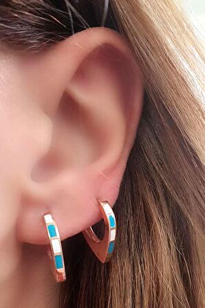 Mine işçiliği gümüş rose üçgen halka küpe 1 cm çap